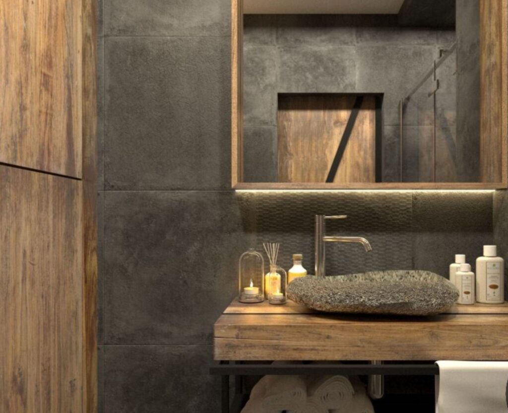 gres imitujący ciemny beton 60x60