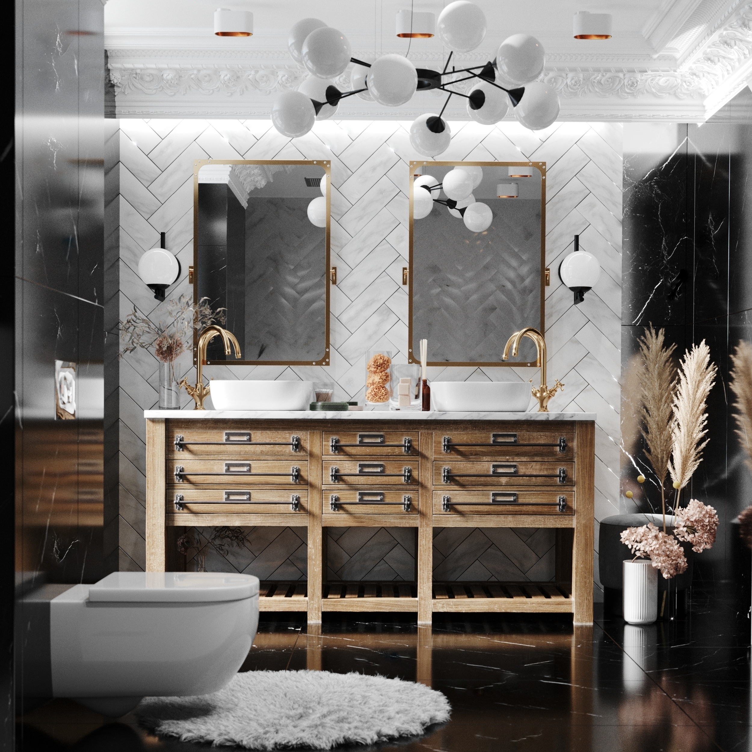 łazienka czarny marmur