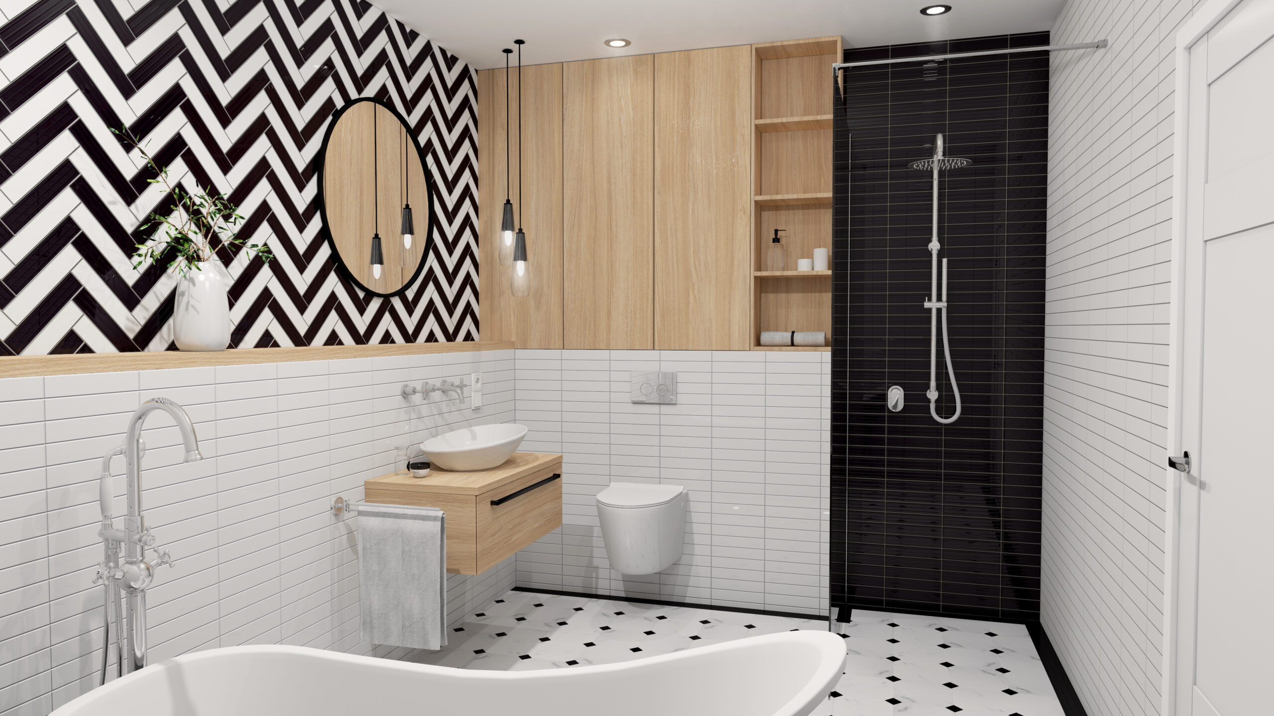 Płytki białe i czarne