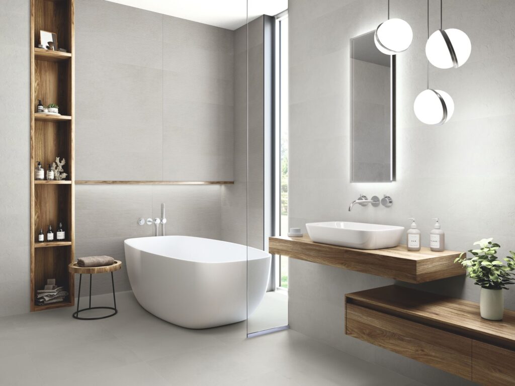 płytki beton 90x30 - aranżacja