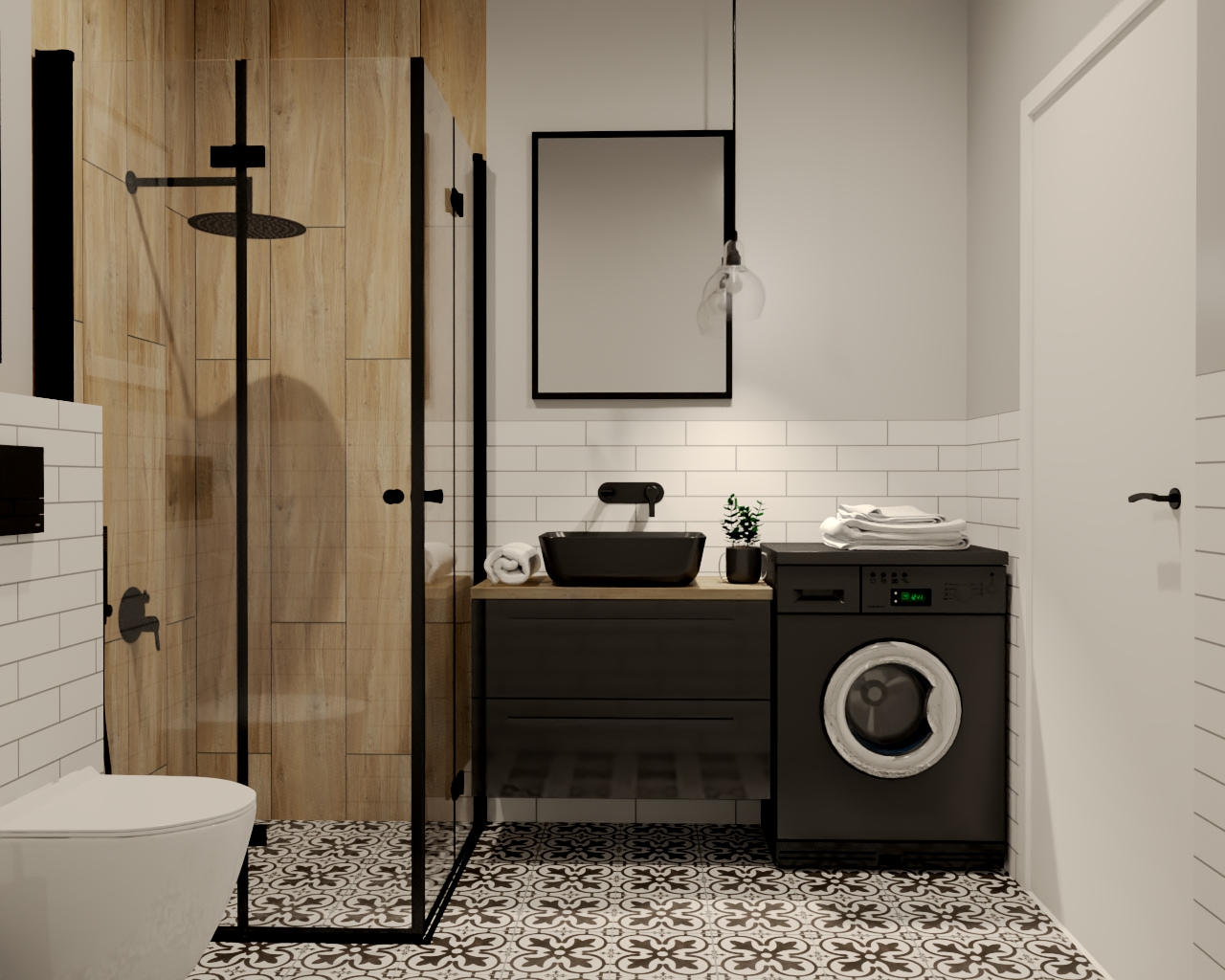 mala lazienka płytki drewnopodobne