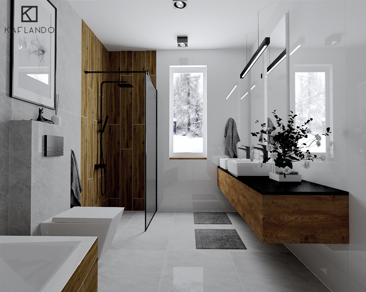 szare płytki w łazience