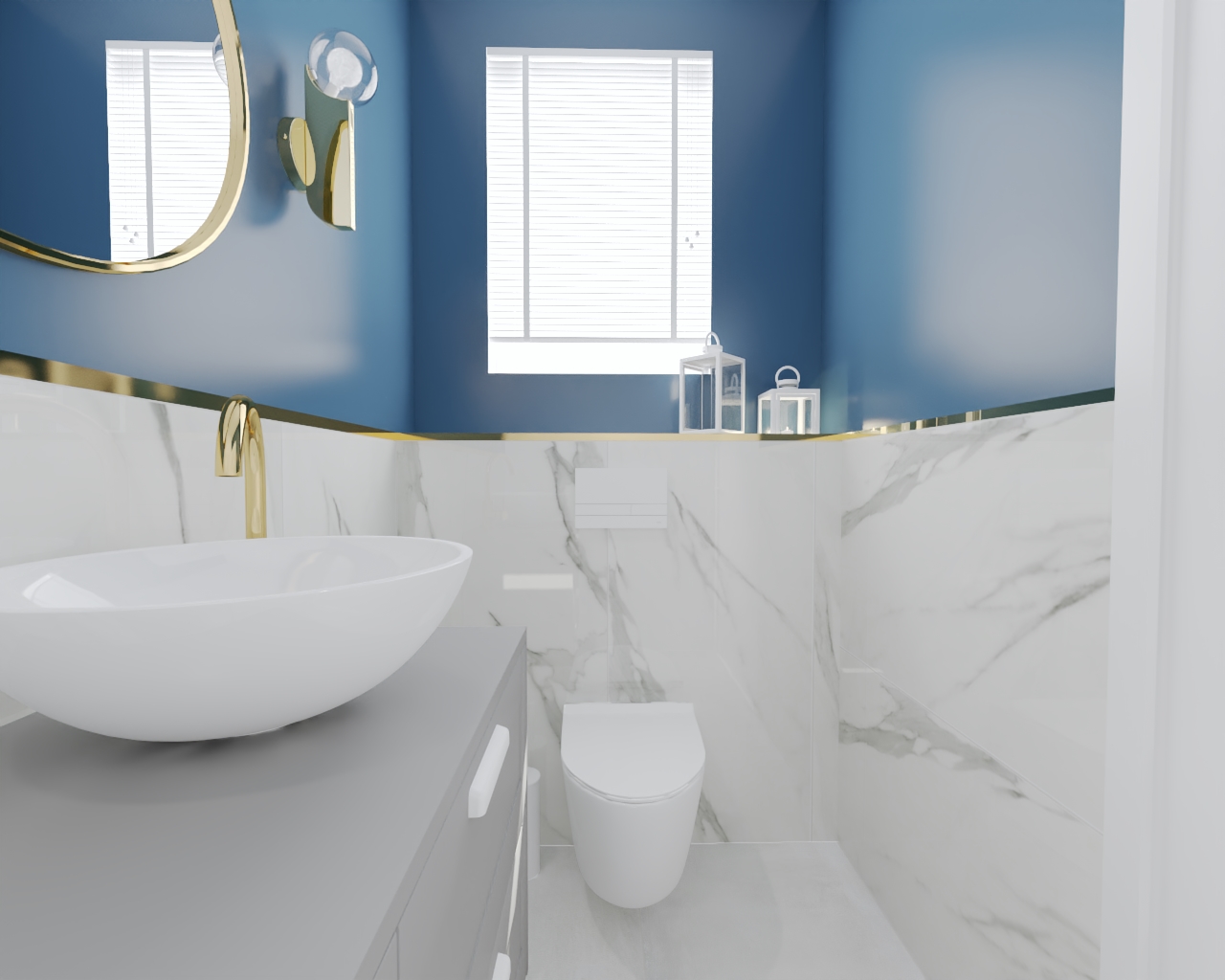 Płytki marmuropodobne w łazience