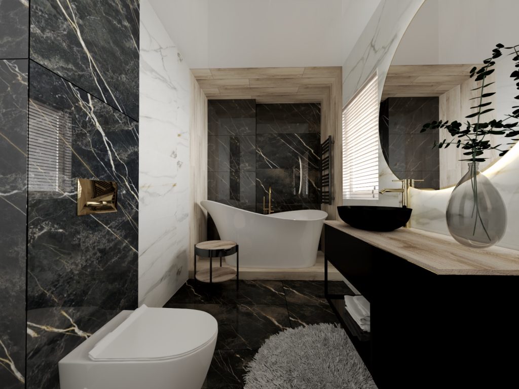 łazienka czarny marmur