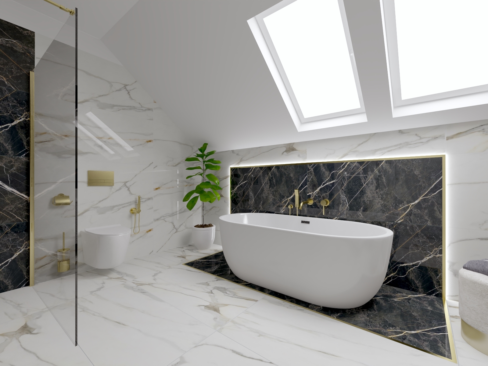 GRES MARMUROPODOBNY BIAŁY I CZARNY ZŁOTA ŻYŁKA