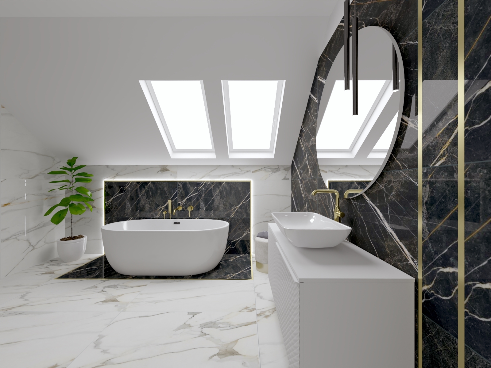 GRES MARMUROPODOBNY BIAŁY I CZARNY ZŁOTA ŻYŁKA