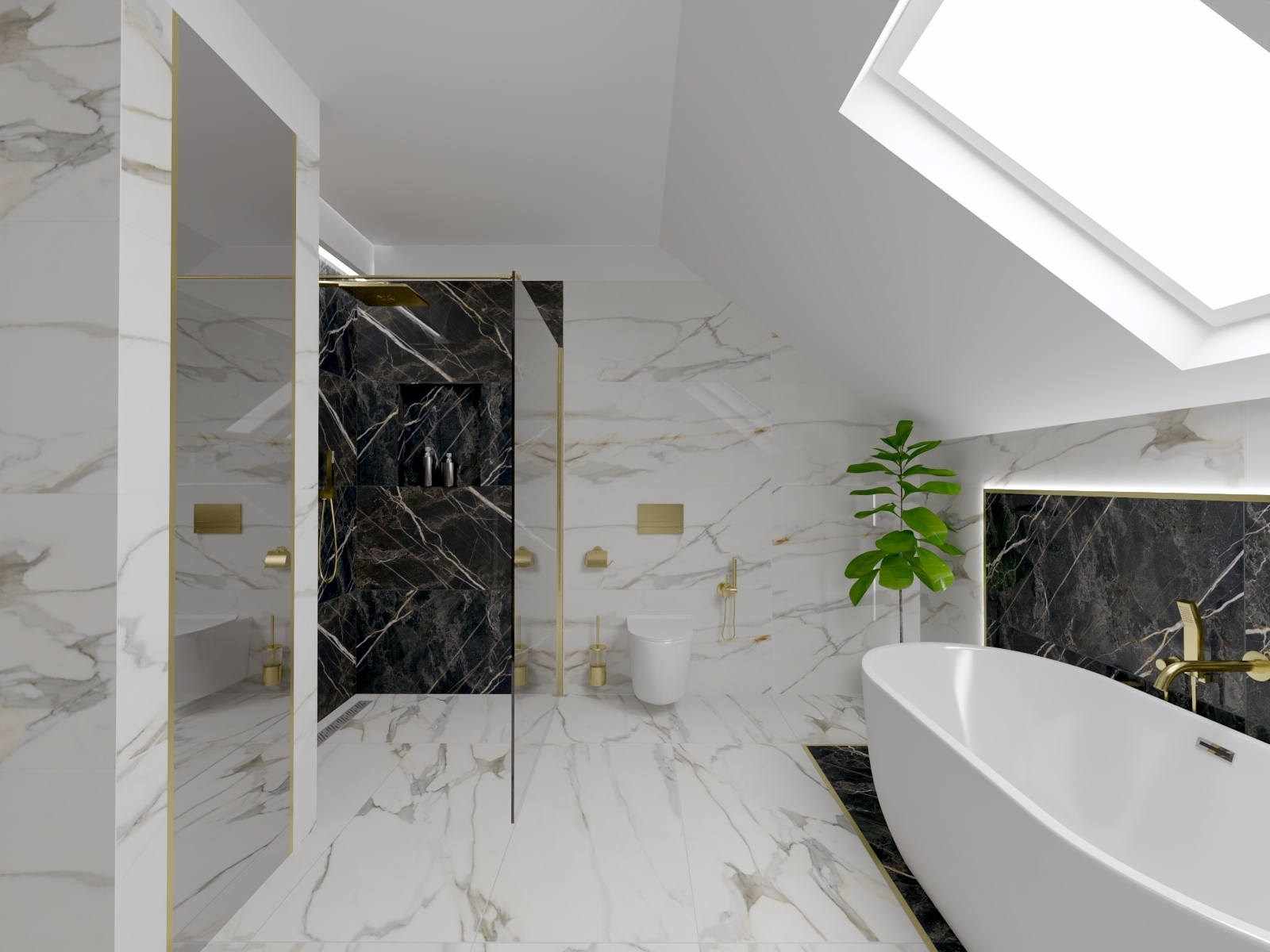 GRES MARMUROPODOBNY BIAŁY I CZARNY ZŁOTA ŻYŁKA