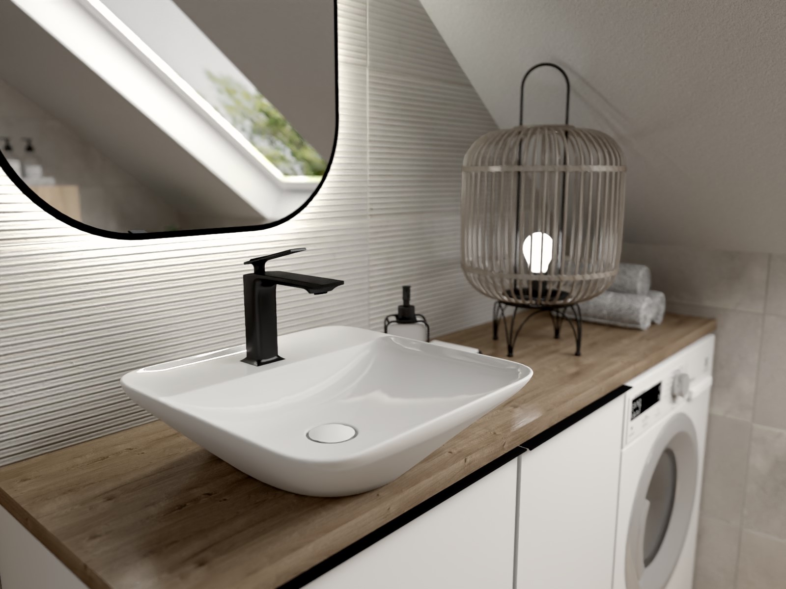 umywalka nablatowa biała kwadratowa z otworem na baterię RAK- VARIANT 42x42cm