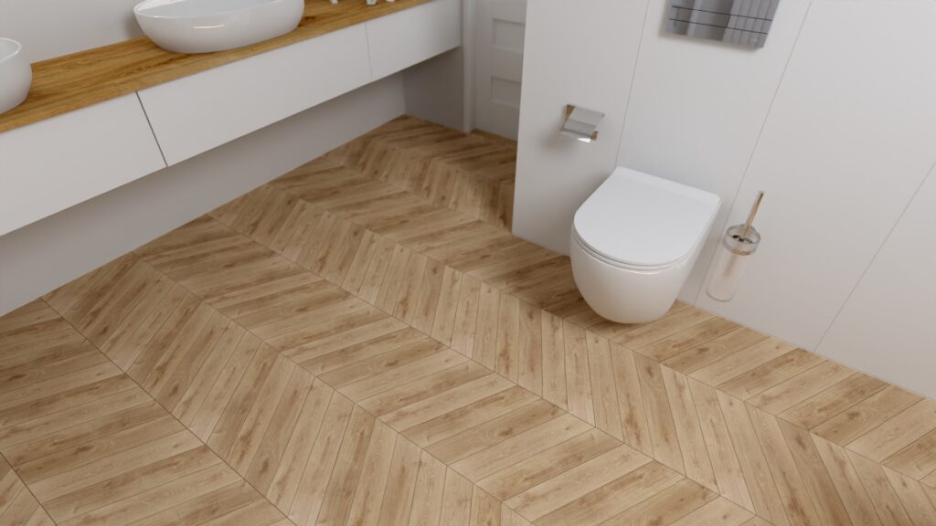 płytki w jodełkę łazienka