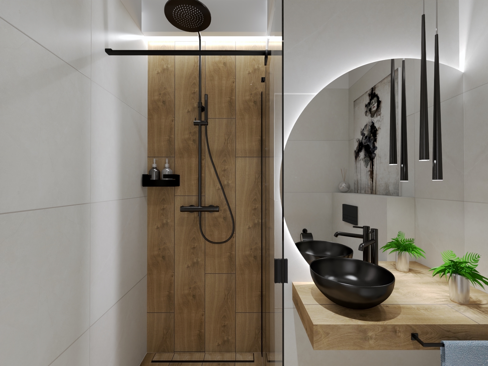 mała łazienka płytki drewnopodobne