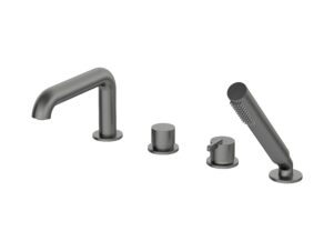 DEANTE bateria wannowa 4-otworowa z zestawem prysznicowym SILIA titanium