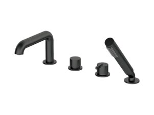 DEANTE bateria wannowa 4-otworowa z zestawem prysznicowym SILIA nero