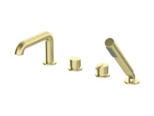 DEANTE bateria wannowa 4-otworowa z zestawem prysznicowym SILIA złoto szczotkowane