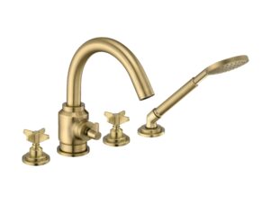 DEANTE bateria wannowa 4-otworowa z zestawem prysznicowym TEMISTO mosiądz